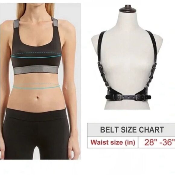 Leather Harness Body Adjustable Office Belt - Picture 3 of 4